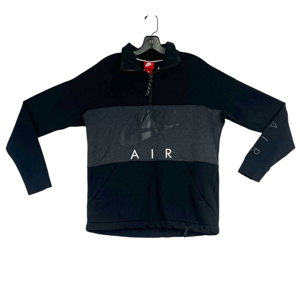 Nike Air Red Tag AV3019-010 Quarter Zip Pullover Mens M Black Gray Streetwear